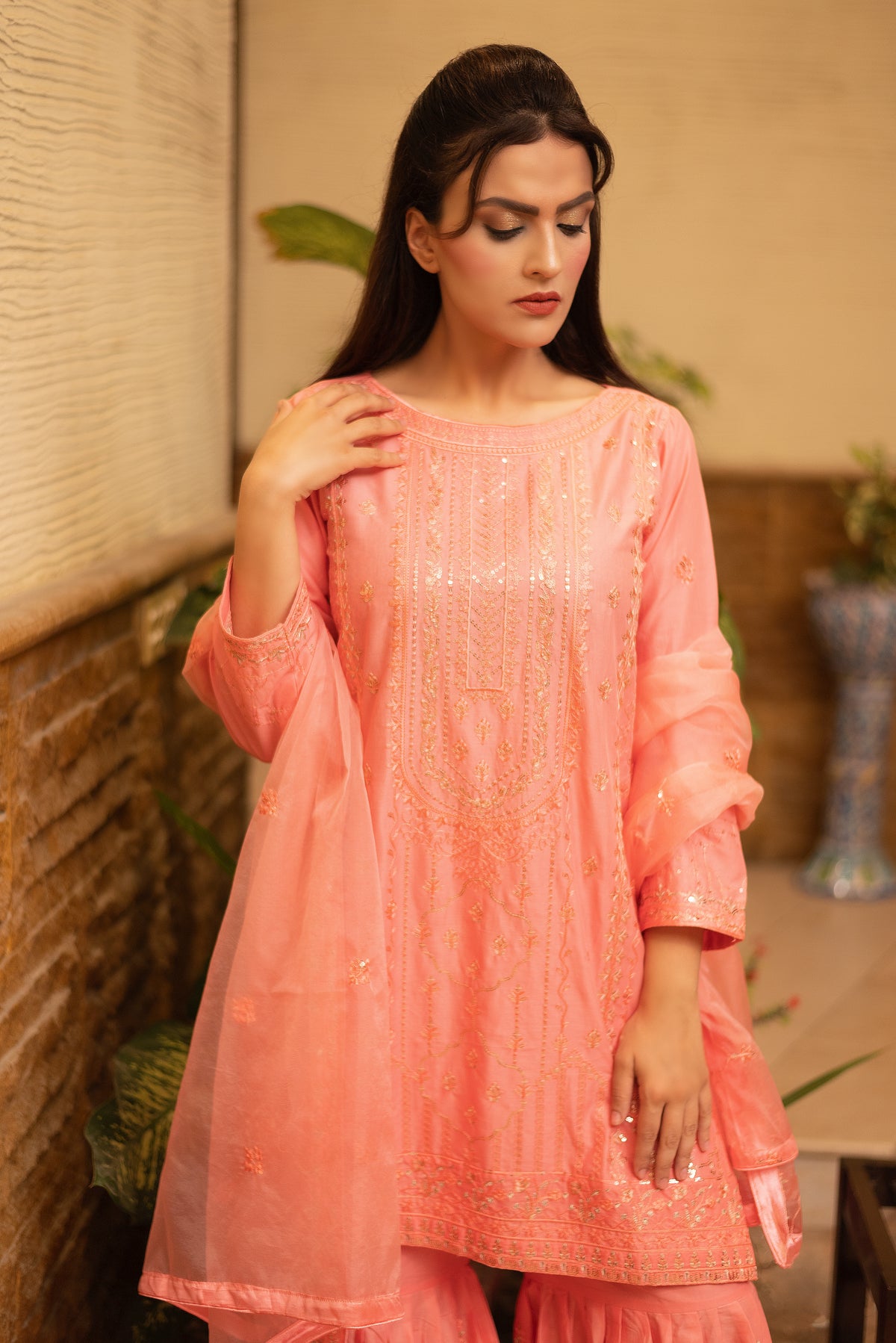 Soft Peach Gharara Set Main image