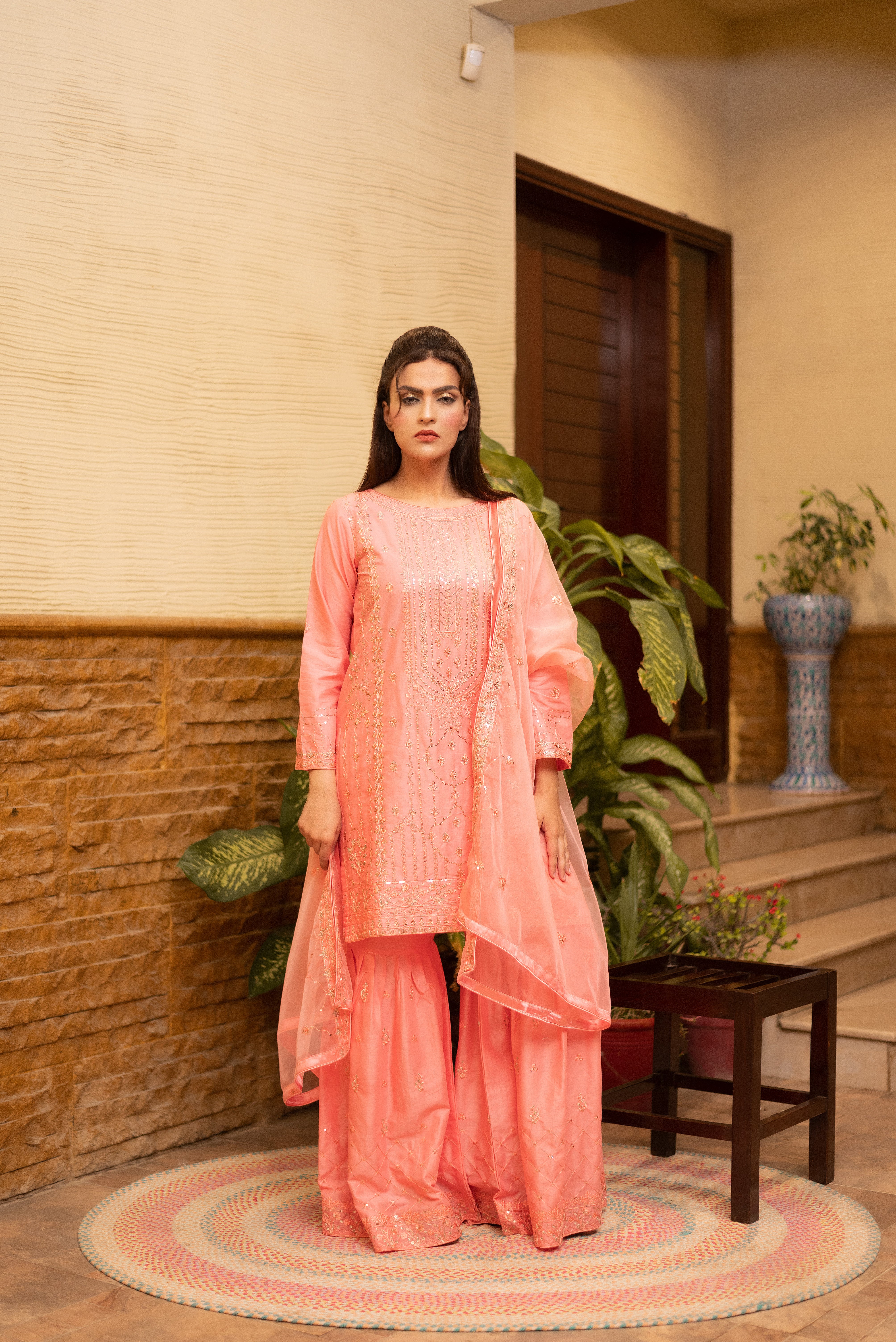 Soft Peach Gharara Set Secondary image