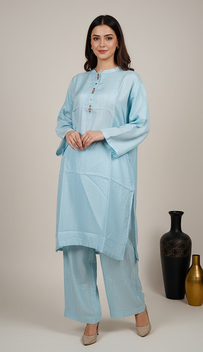 BSky blue silk 2 pcs