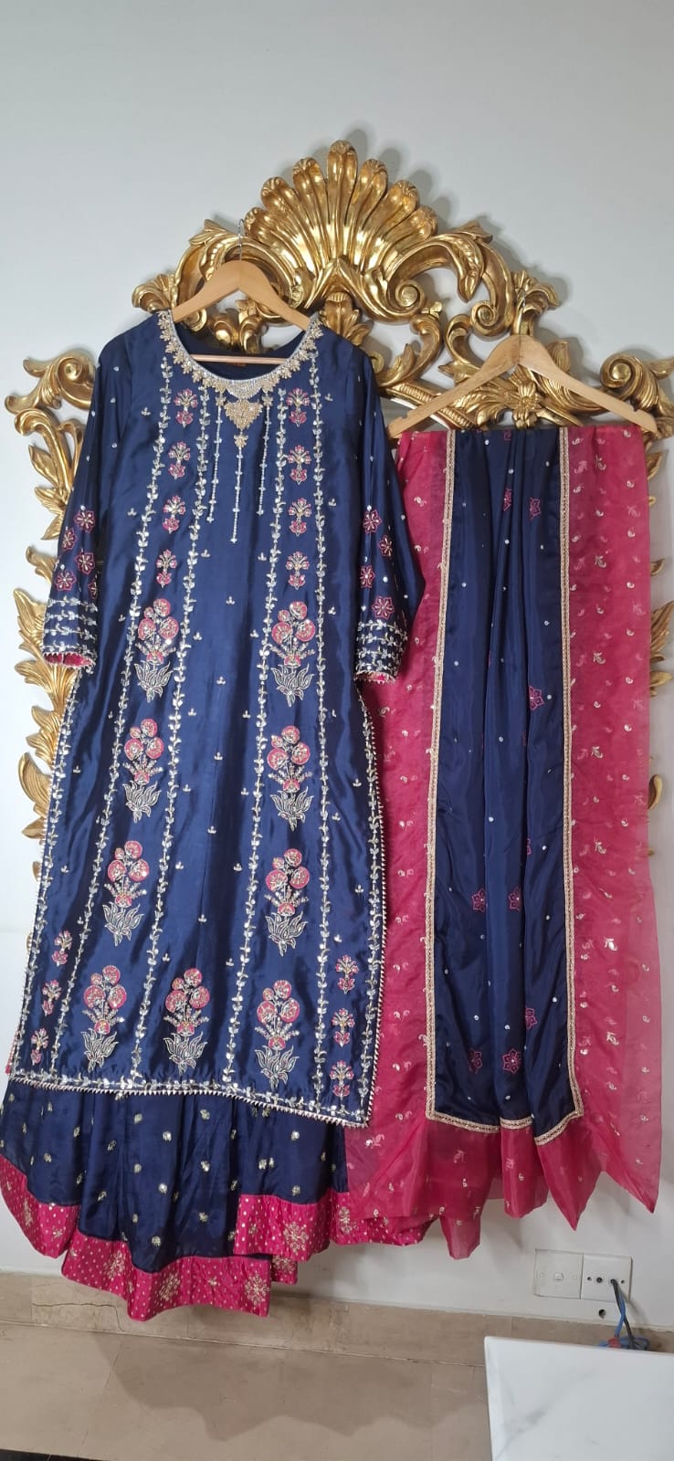 Navy pink stylish lehnga set