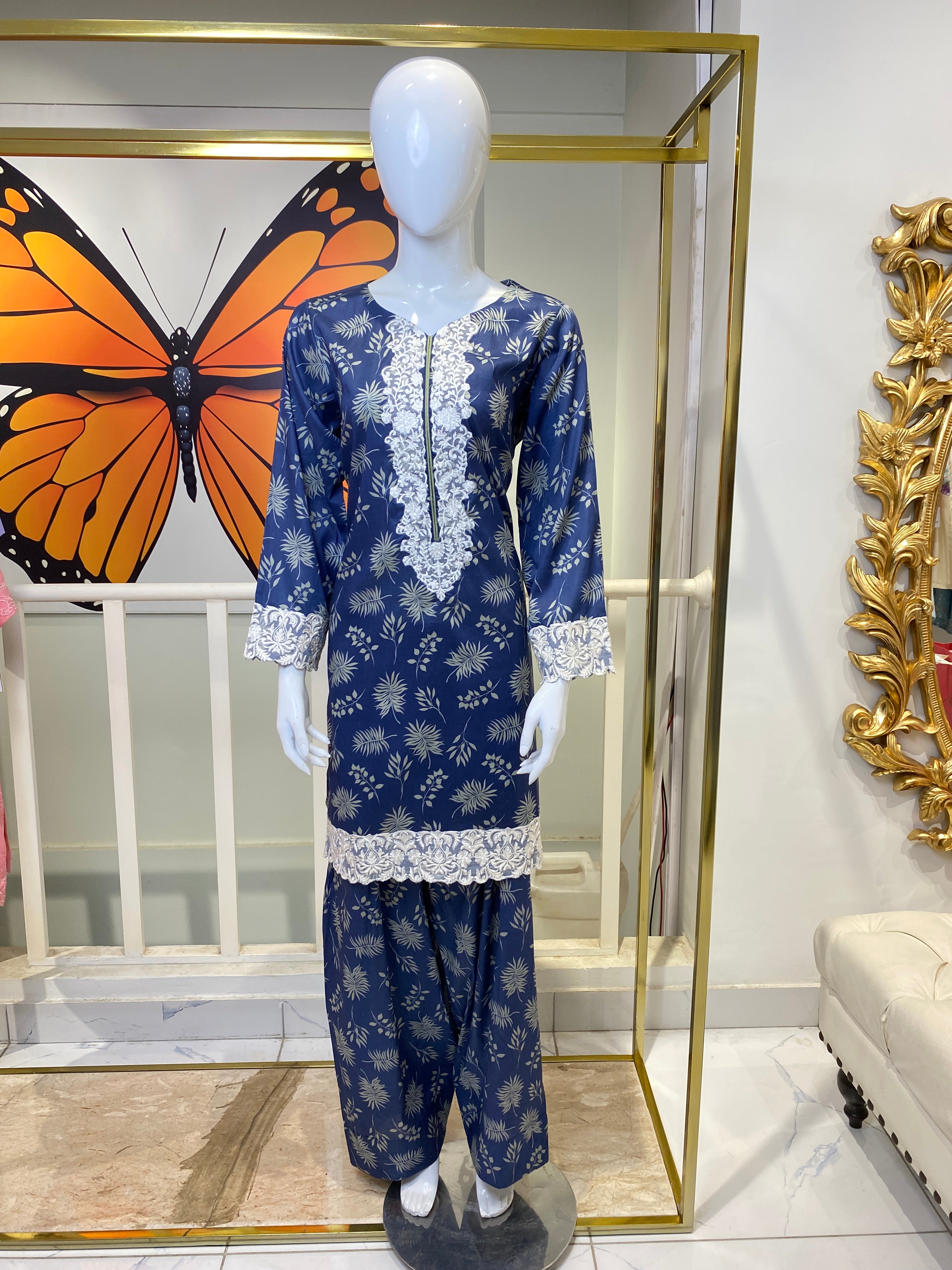 Blue Printed Cord Set