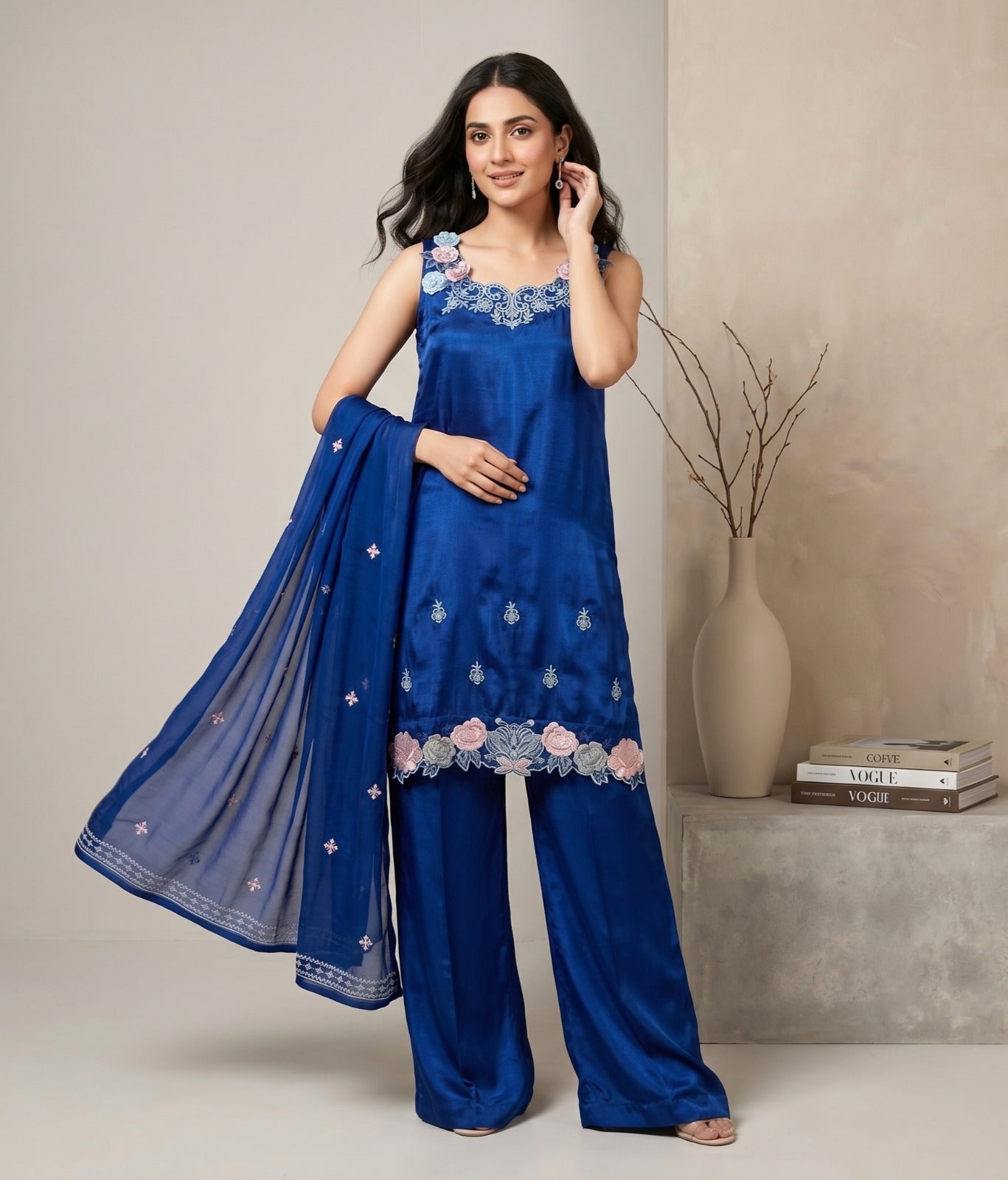Royal Blue Sleeveless 3pcs
