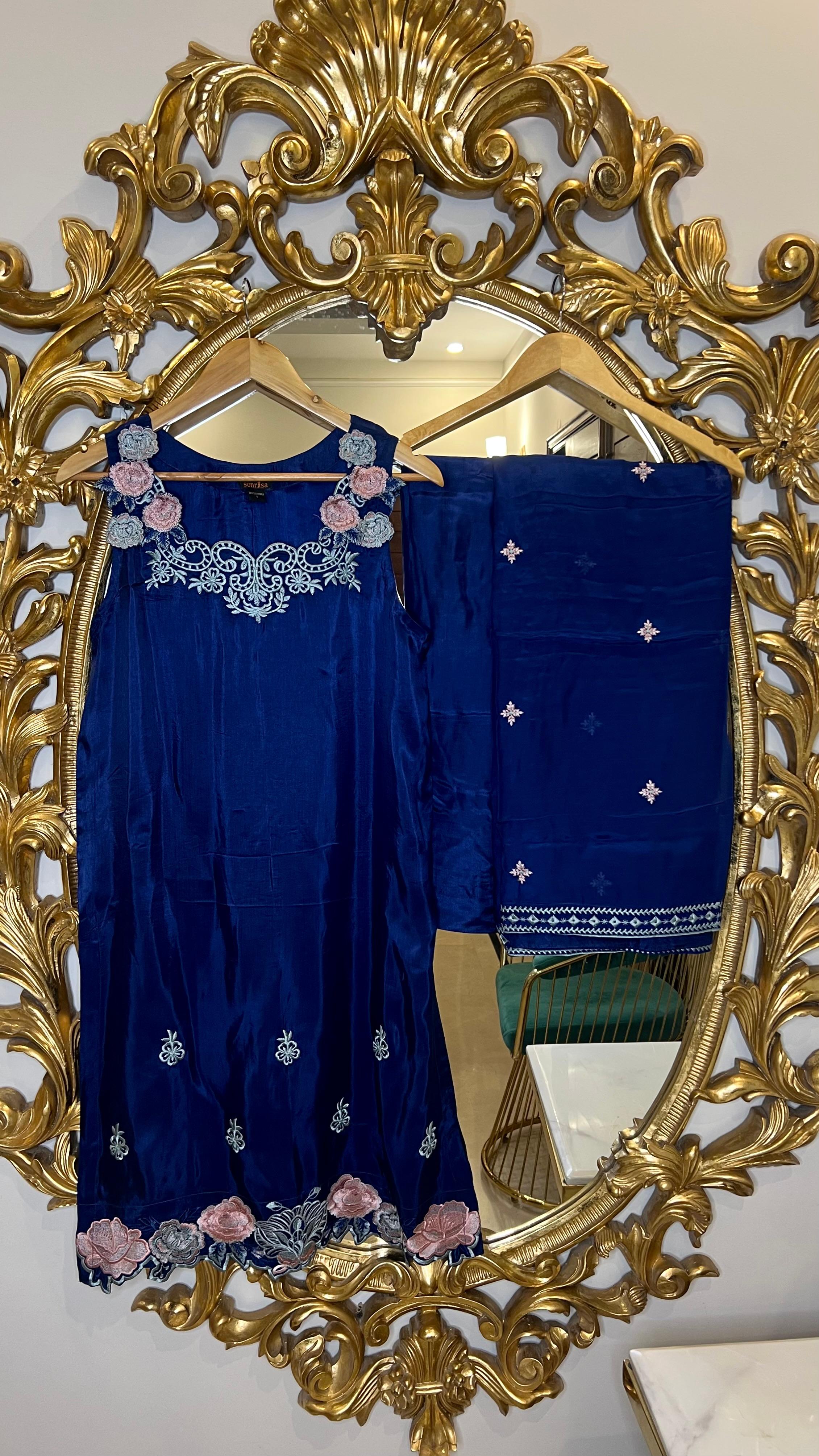 Royal Blue Sleeveless 3pcs