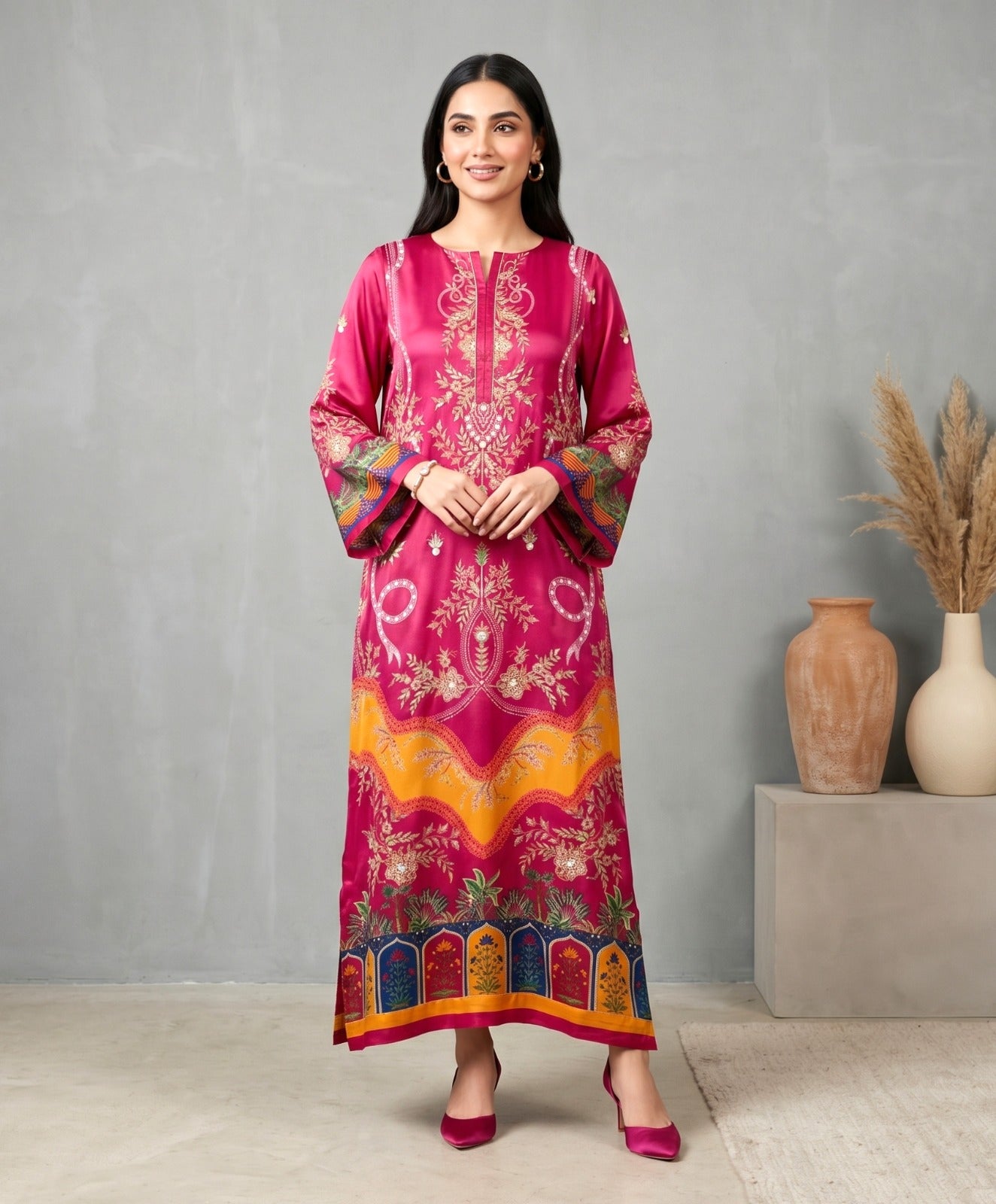 Fuchsia Digital Kaftan