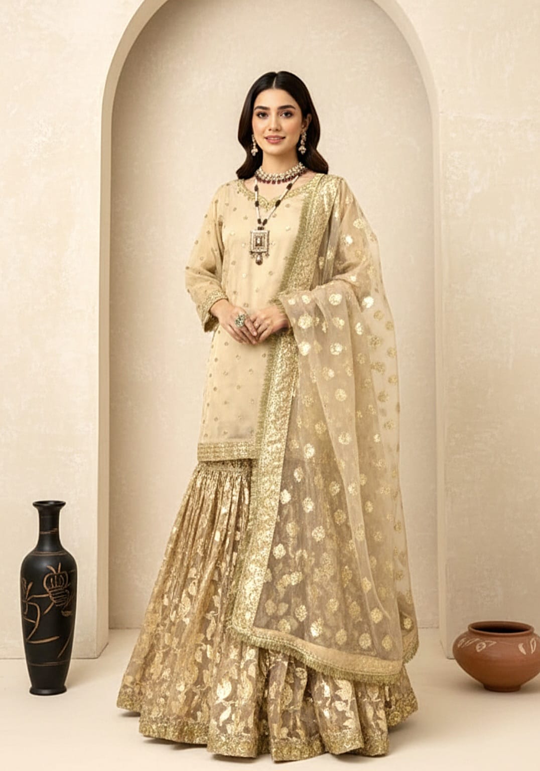 FO-Gold Brochia orgenza gharara set