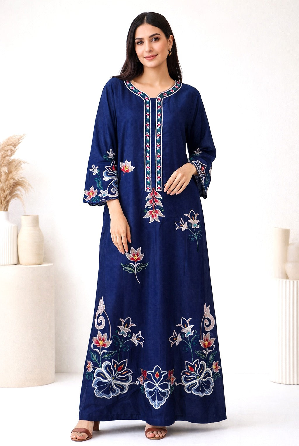 Lux-Pret-Royal Blue Emb.Kaftan