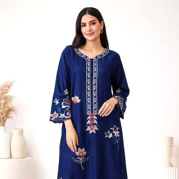 Lux-Pret-Royal Blue Emb.Kaftan
