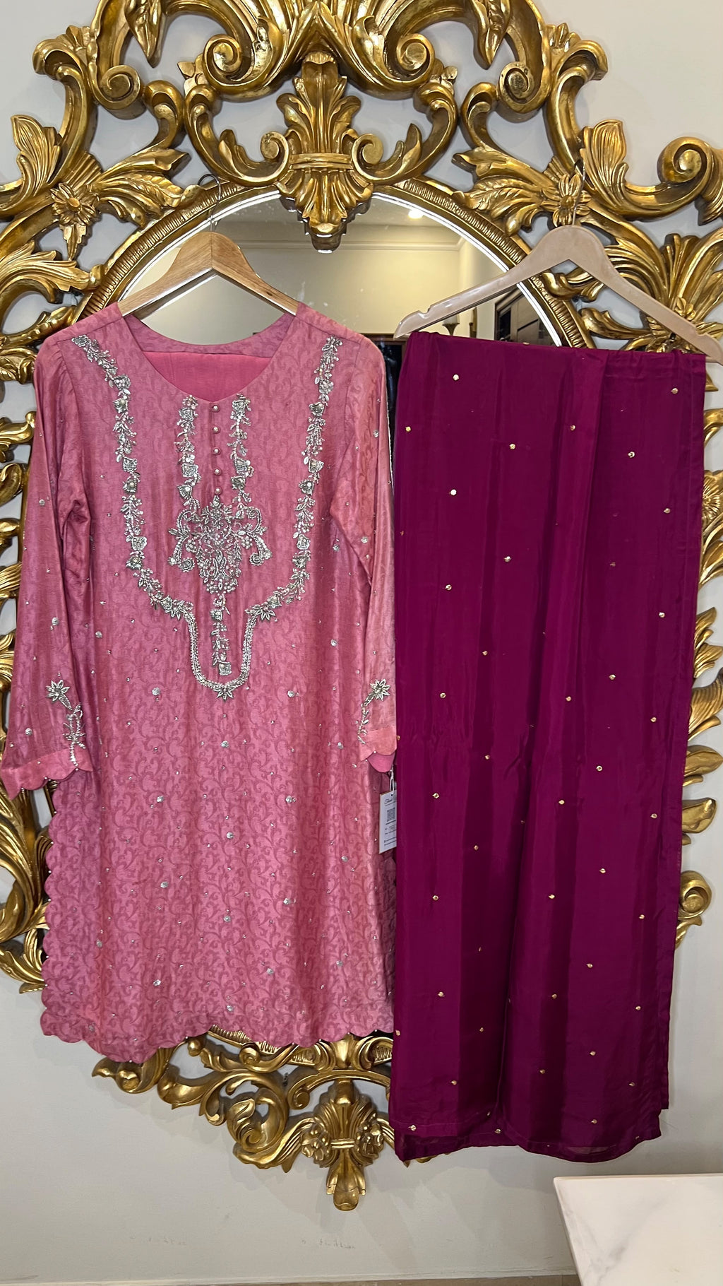 FO-Mauve Pink -Self Sheesha silk 3pcs