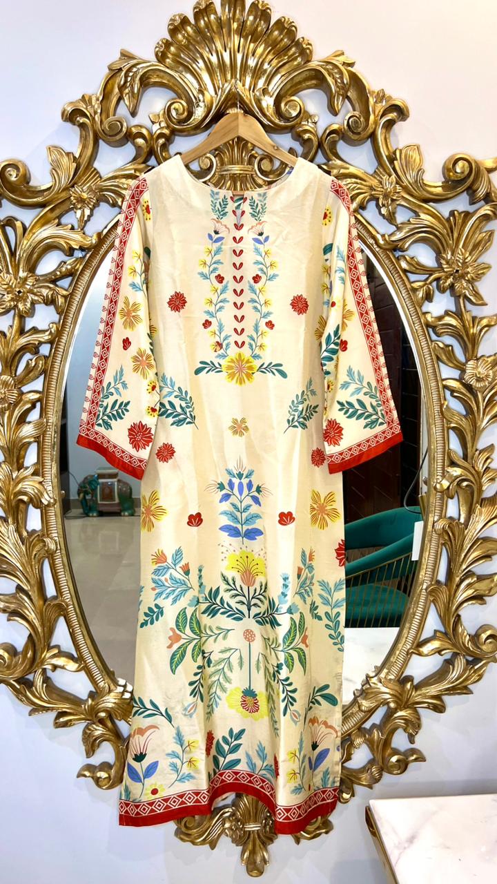 Yellow Printed Kaftan