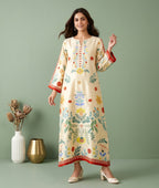 Yellow Printed Kaftan
