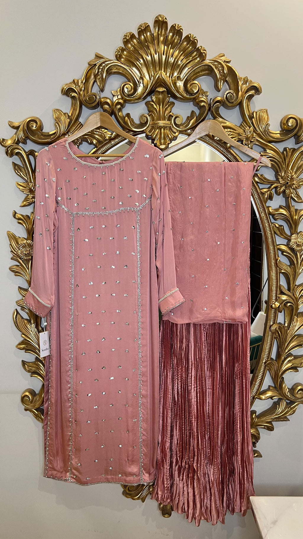 FO-JPeachPink Crushed Trousers silk 3pcs
