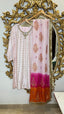 FO-Powder Pink Block print  tie n Dye dupatta raw