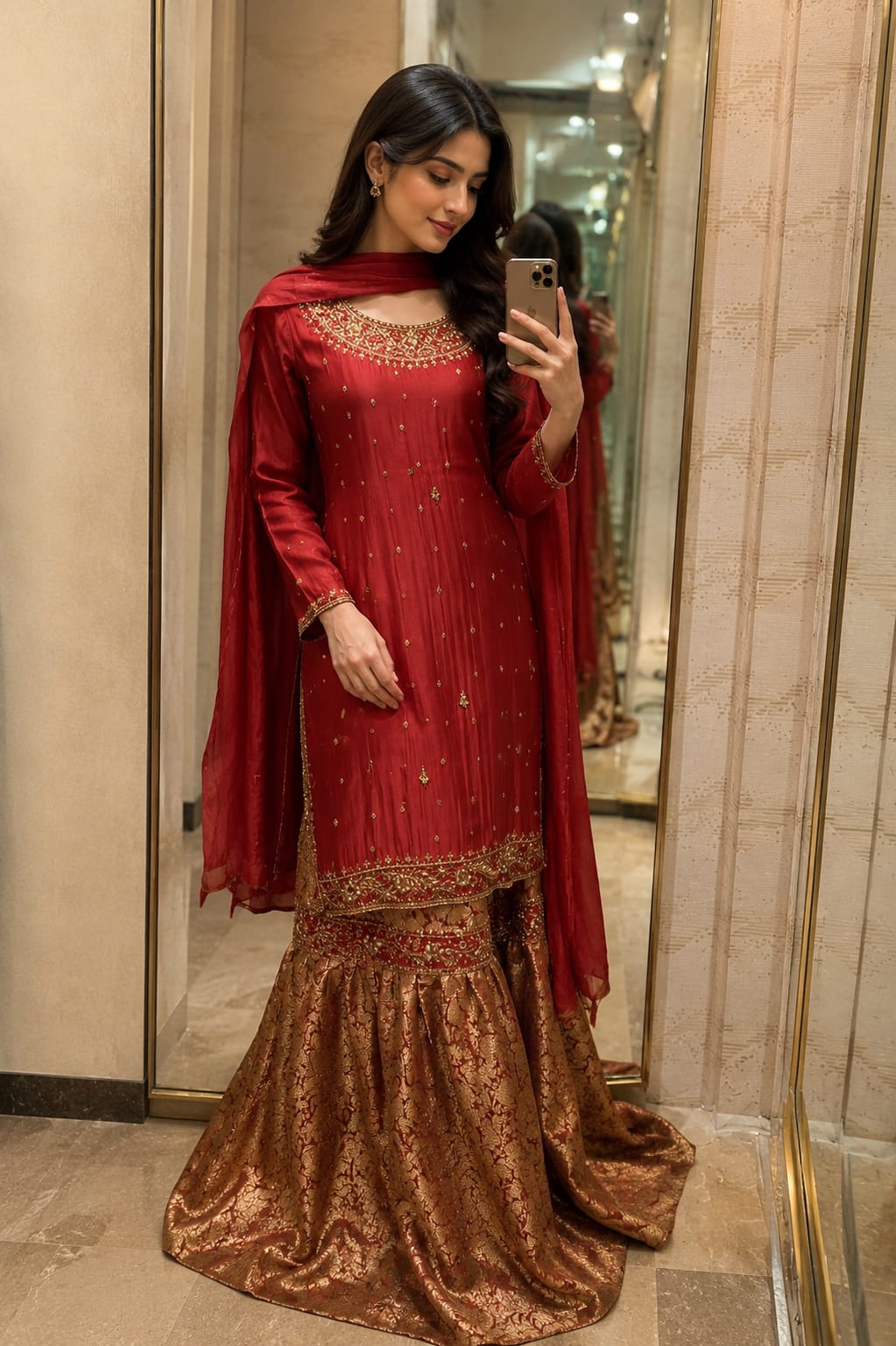 FO-Red Banarsi-Gharara-Set