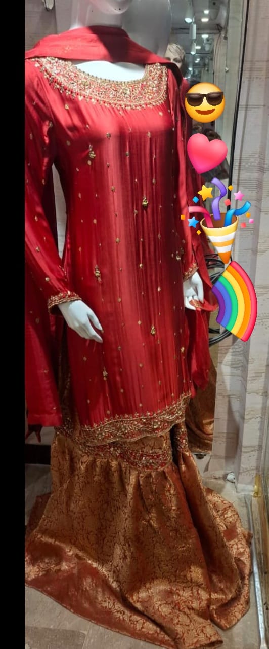 FO-Red Banarsi-Gharara-Set