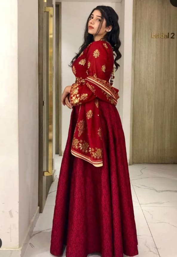 FO-Red Banarsi Lehenga Choli