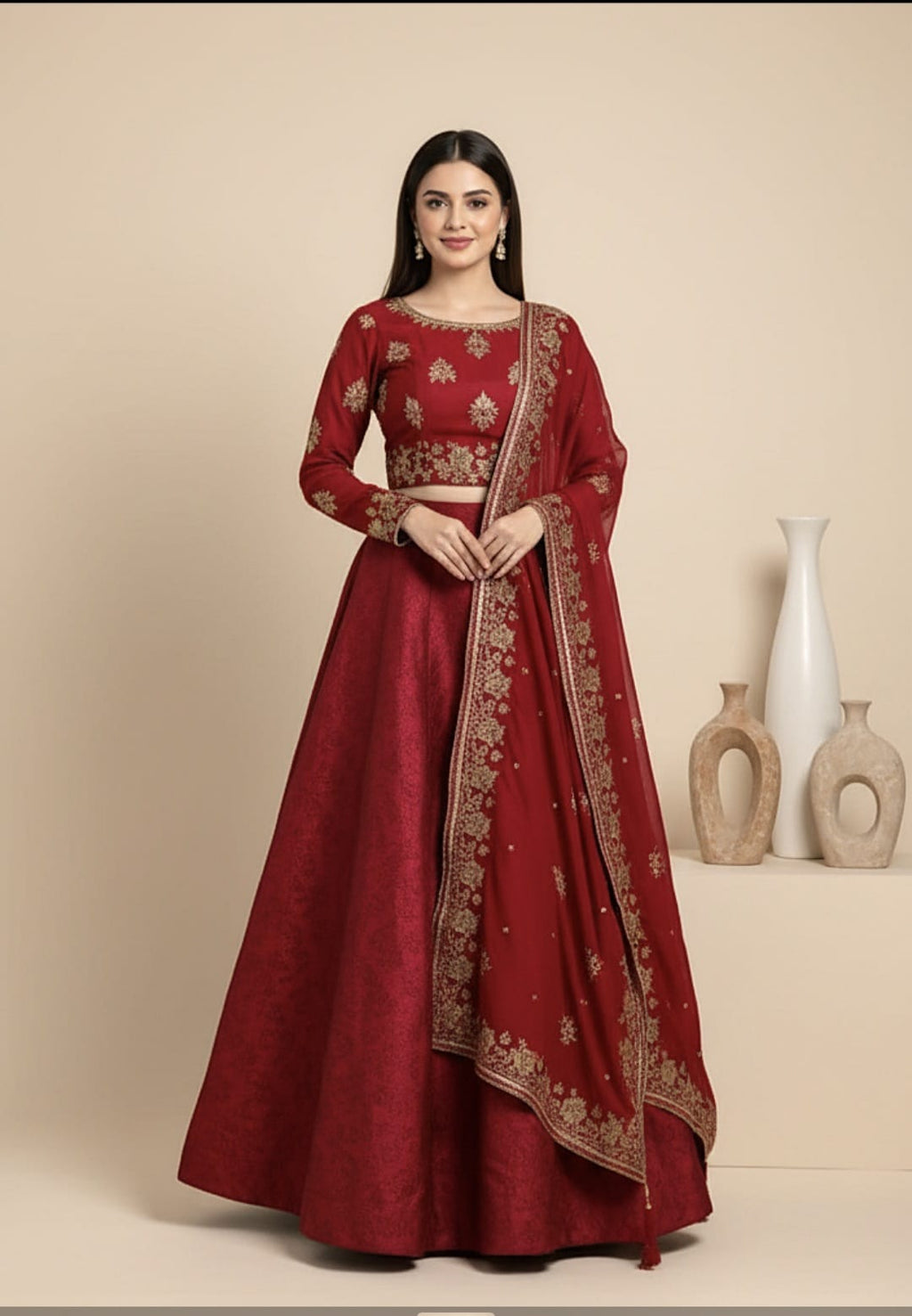 FO-Red Banarsi Lehenga Choli
