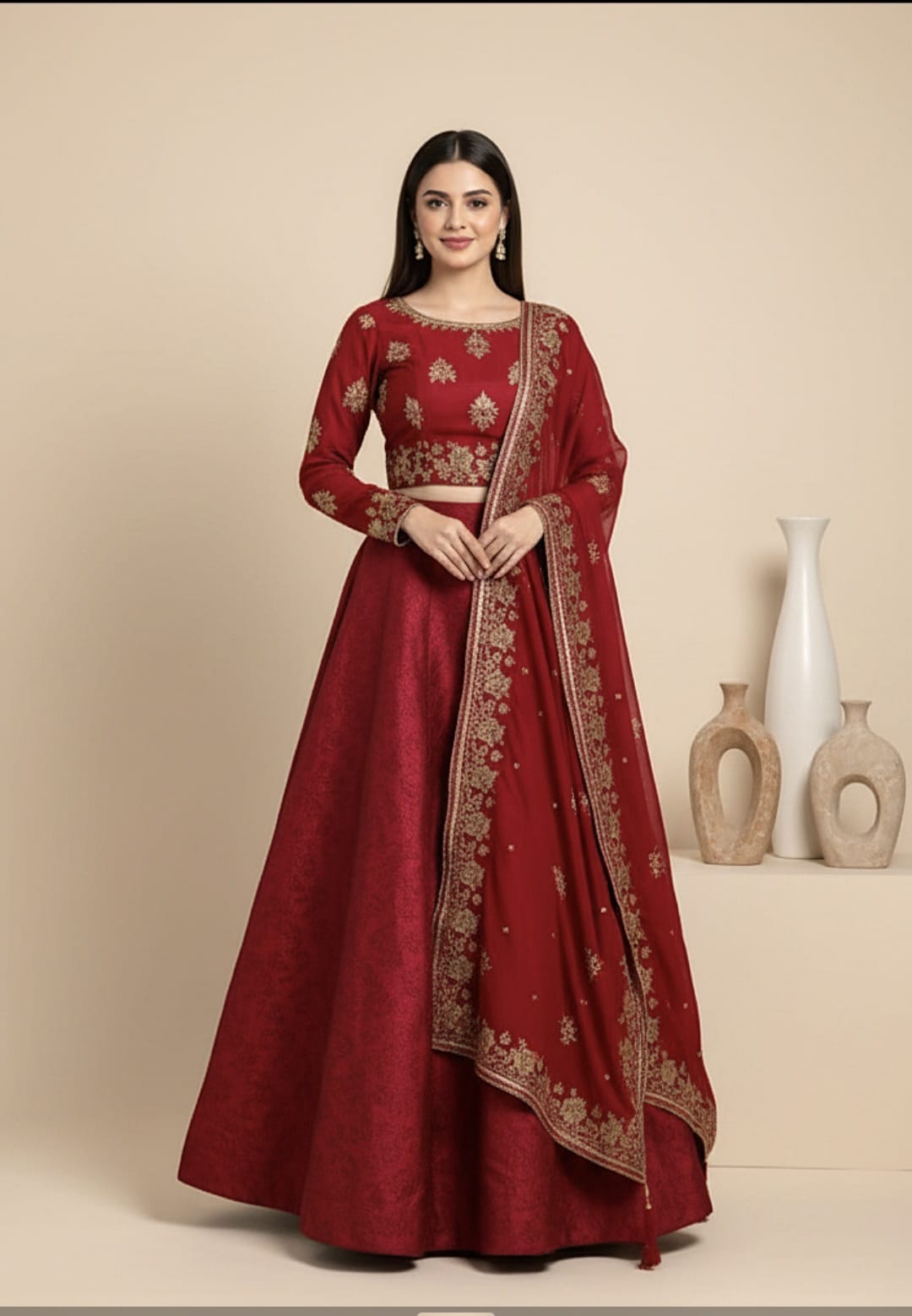 FO-Red Banarsi Lehenga Choli