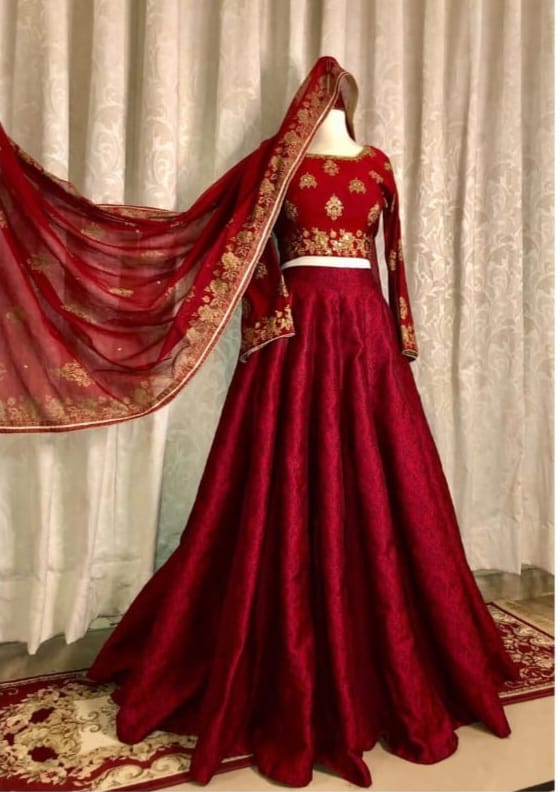 FO-Red Banarsi Lehenga Choli