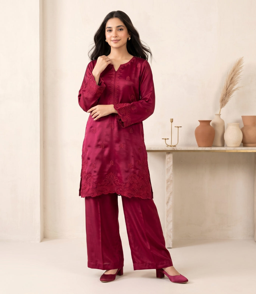 Wine Red Sheesha Silk