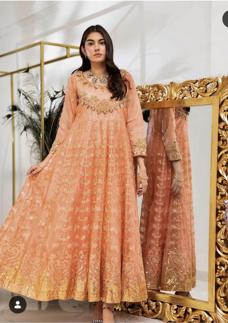 Peach Organza Pishwas