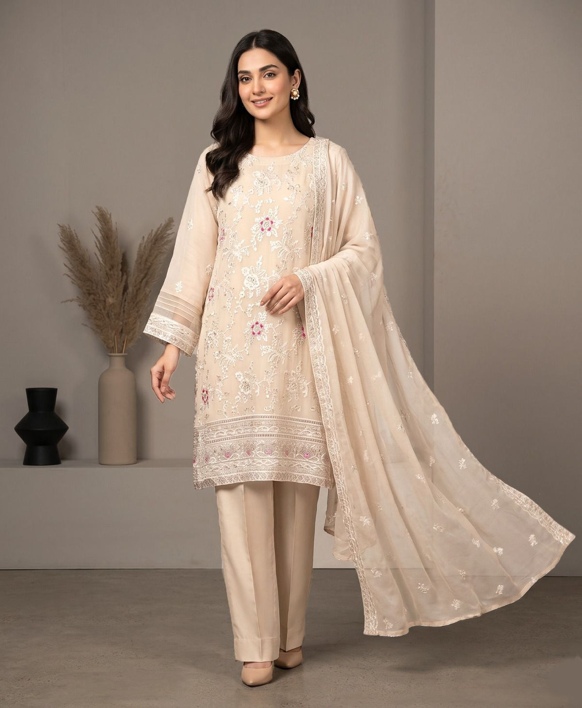 FO-Ivory-Chiffon-Short shirt Main image