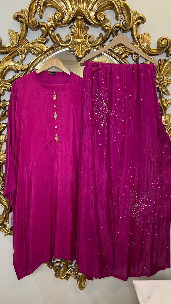 BA-Fuchsia pink silk 3pcs