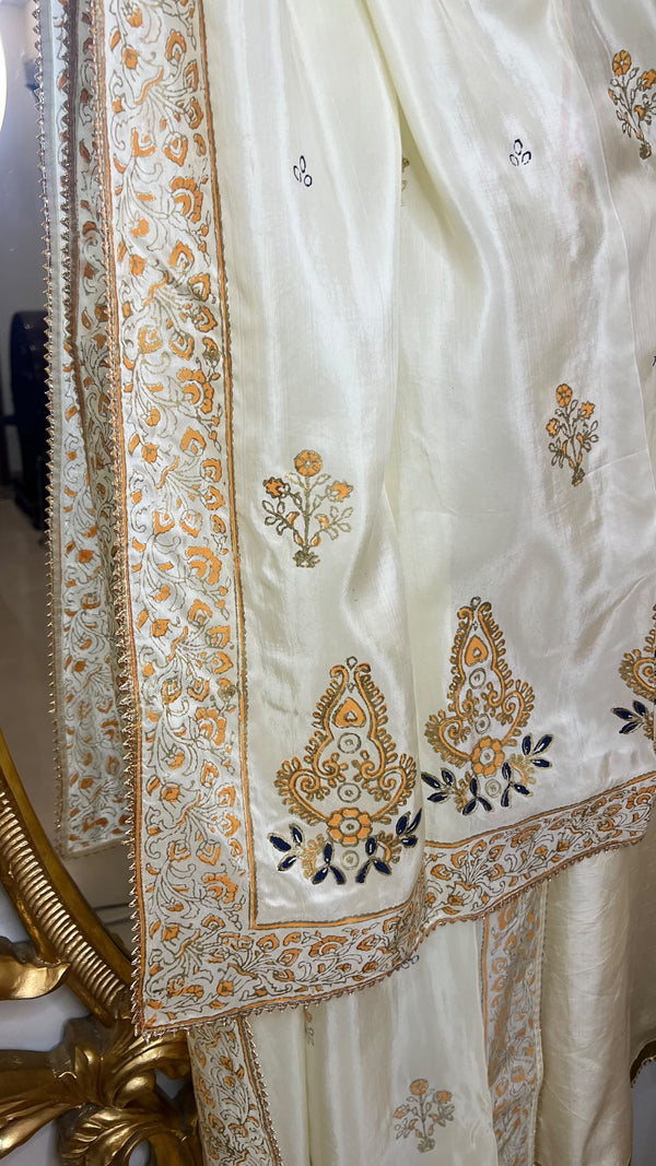 Lux-Pret-Yellow emb. with block print dupatta