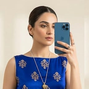 Lux-Pret- Royal blue block printed