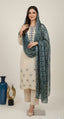 Lux-JPret-Raw silk Emb. Ivory Green