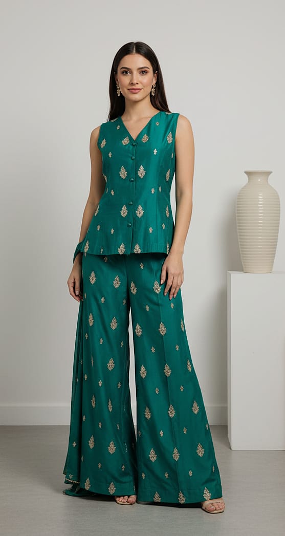 BA-Bottle Green Waist coat