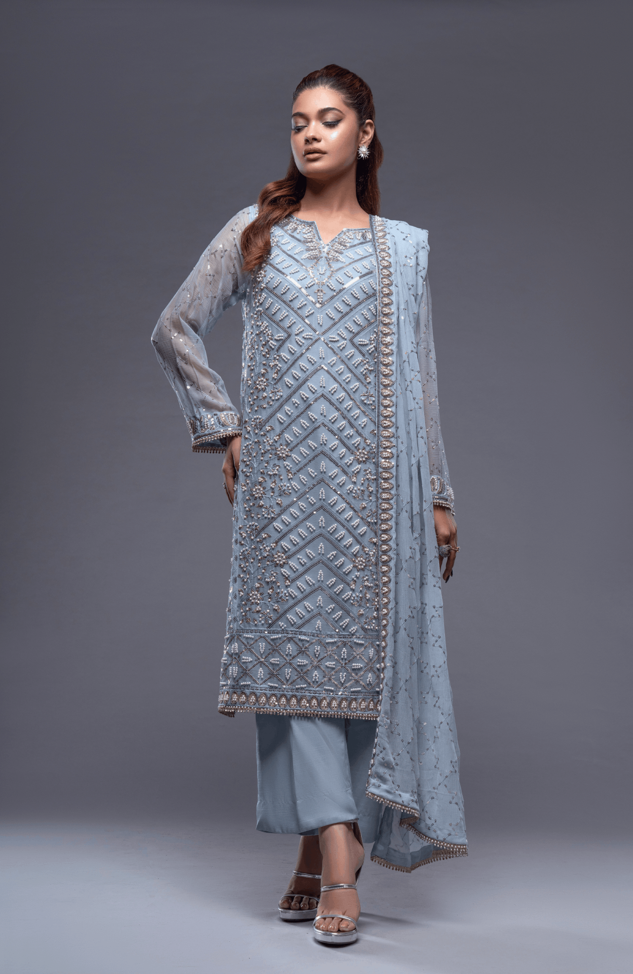 Chandni Ice Blue 3pc Secondary image