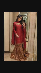 FO-Red Banarsi-Gharara-Set