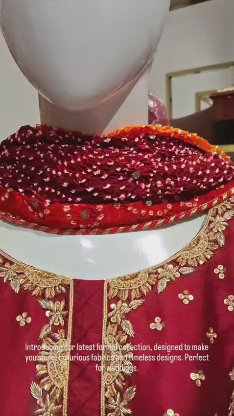 DEEP Maroon red chunri bridal 3pcs video