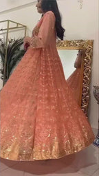Peach Organza Pishwas